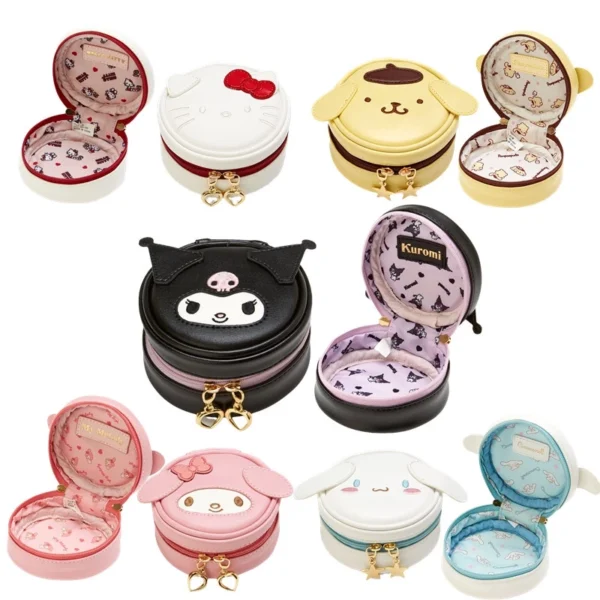 Sanrio กล่องเก็บเหรียญ กุญแจ หนัง ลายการ์ตูน Kuromi My Melody Cinnamoroll น่ารัก 3D อเนกประสงค์