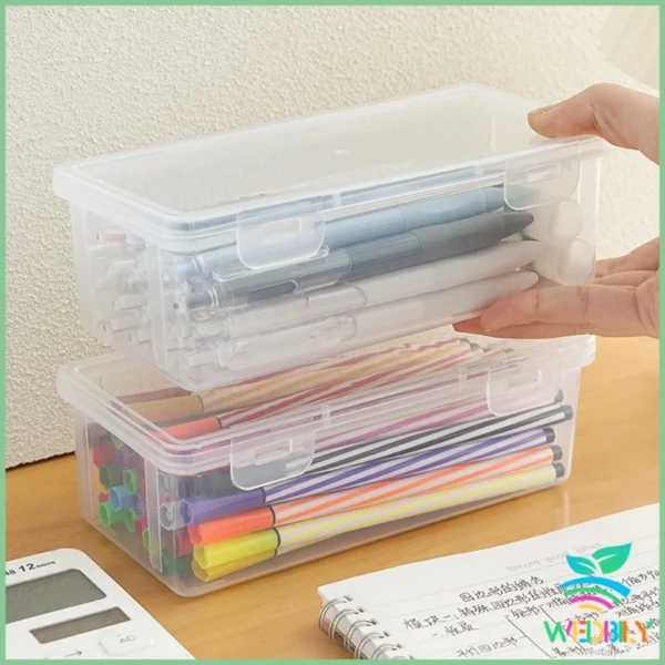 กล่องใส่เครื่องเขียน อเนกประสงค์ พร้อมฝาปิดล็อก กันน้ํา กันฝุ่น กล่องดินสอพลาสติกใส pencil-box