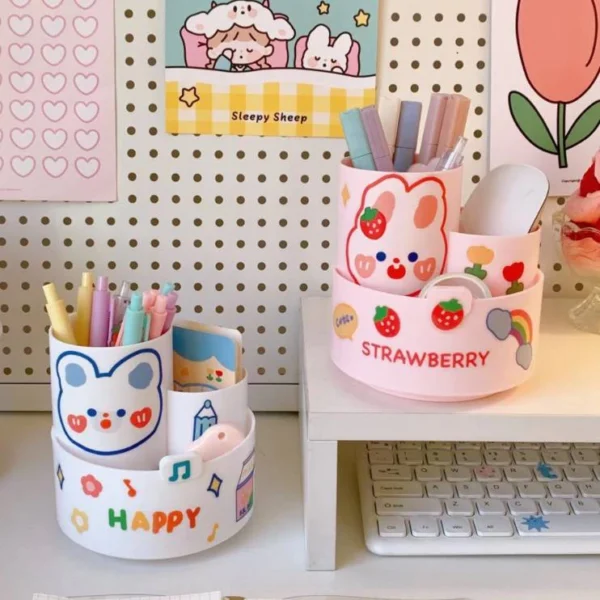 กล่องเก็บของ กล่องใส่ปากกาหมุนได้❤️ฟรีสติกเกอร์❤️